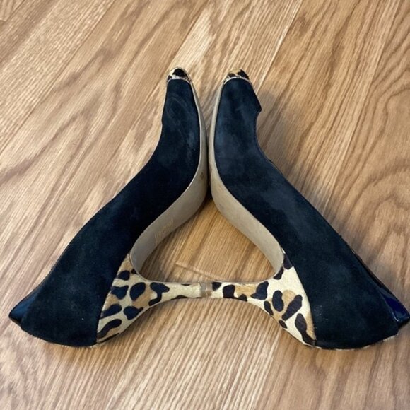 SOLD JESSICA Simpson Women’s Black Leopard Print Peep Toe Heels (Size 8B/38) - Picture 15 of 16